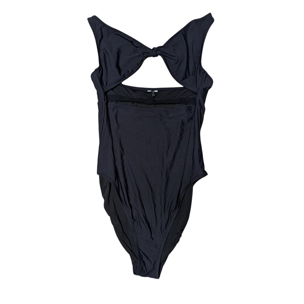 J.Crew Tie-Front Cutout One-Piece Swimsuit Womens L/XL Black Monokini Bathing